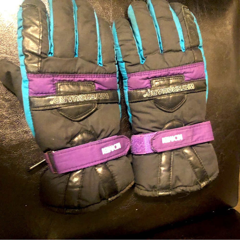 Vintage Kombi Men's Black Purple Nylon Waterguard Gloves Size Small